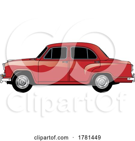 Red Morris Oxford Car by Lal Perera