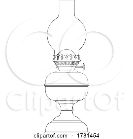 Antique Lamp wIth a Short Chimini in Black and White by Lal Perera