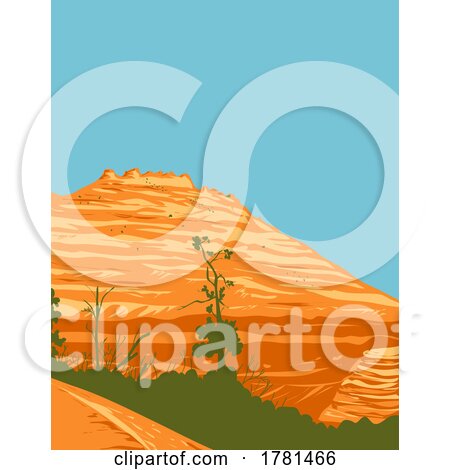 Zion Canyon in Zion National Park Along Zion Park Blvd in Springdale Utah WPA Poster Art by patrimonio