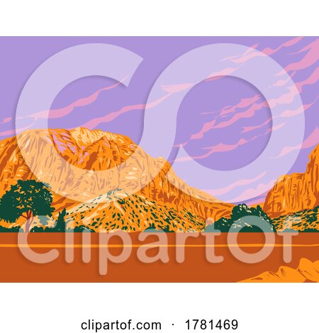 East Temple Mountain in Zion National Park Washington County Utah WPA Poster Art by patrimonio