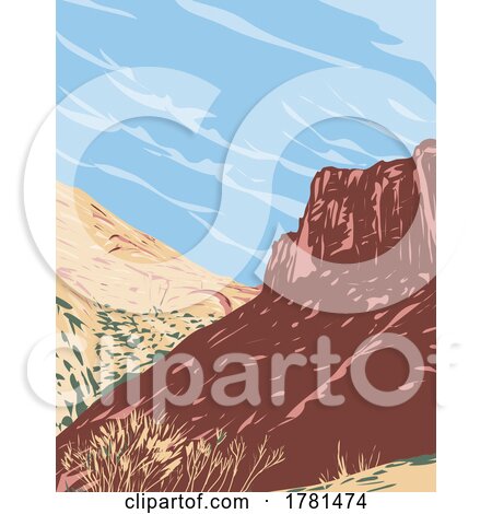 The Great Arch in Zion National Park Along the Zion Mt Carmel Highway in Springdale Utah WPA Poster Art by patrimonio