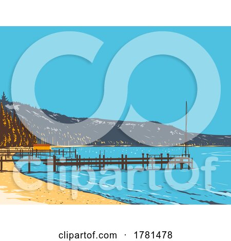 McKinney Bay on Lake Tahoe in the Sierra Nevada Mountains of Northern California WPA Poster Art by patrimonio