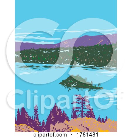 Fannette Island in Lake Tahoe Within Emerald Bay State Park California WPA Poster Art by patrimonio