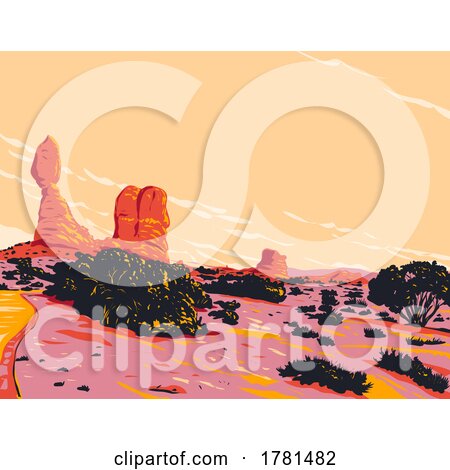 Balanced Rock Trail in Arches National Park Utah WPA Poster Art by patrimonio