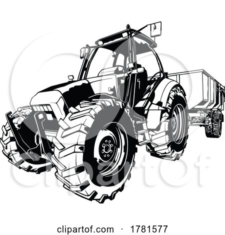 Black and White Tractor and Trailer by dero