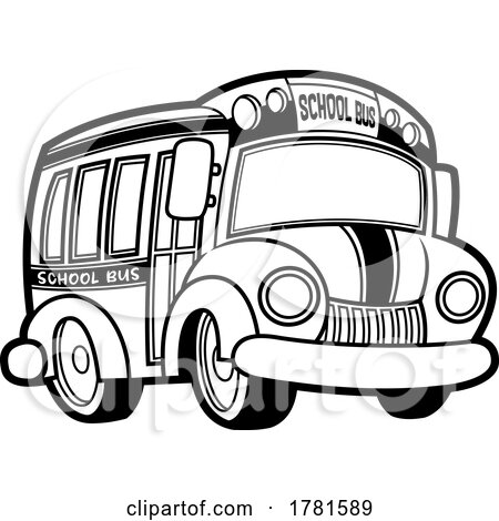 Cartoon Black and White School Bus by Hit Toon