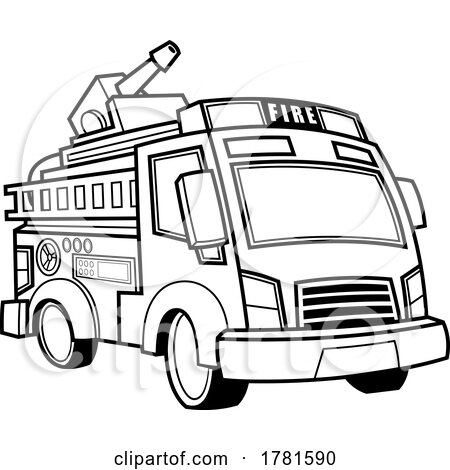 Cartoon Black and White Fire Truck by Hit Toon