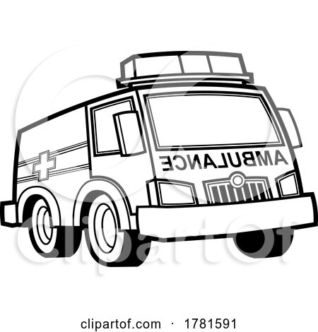 Cartoon Black and White Ambulance by Hit Toon