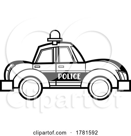 Cartoon Black and White Police Car by Hit Toon