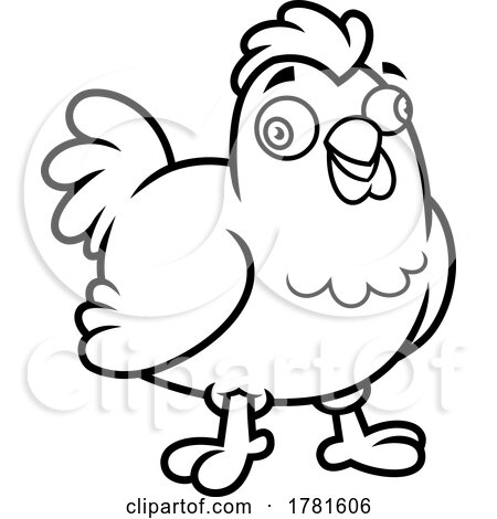 Cartoon Black and White Crazy Chicken by Hit Toon