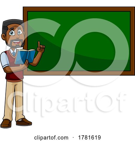 Cartoon Teacher at a Chalkboard by Hit Toon