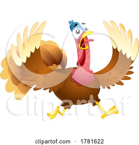 Cartoon Scared Thanksgiving Turkey Bird by Hit Toon