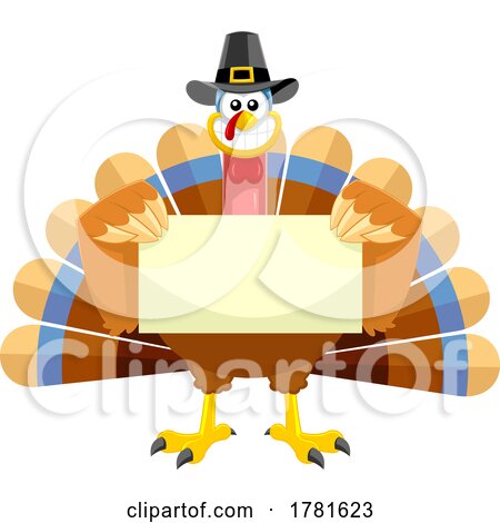 Cartoon Thanksgiving Turkey Holding a Sign by Hit Toon