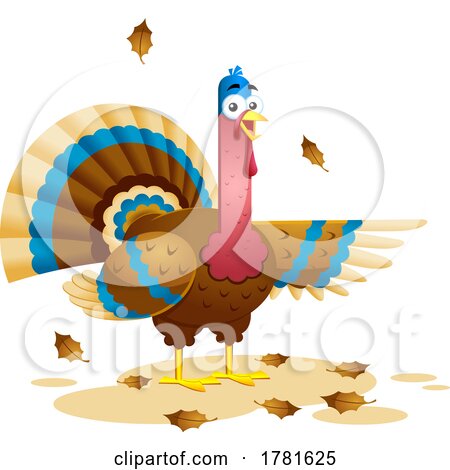 Cartoon Thanksgiving Turkey Bird Pointing by Hit Toon