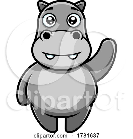 Cartoon Waving Hippo by Hit Toon
