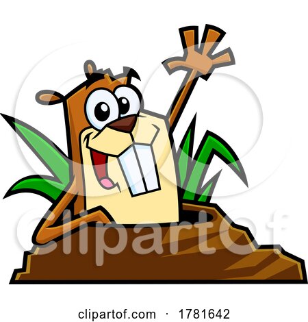Cartoon Gopher or Marmot Waving by Hit Toon
