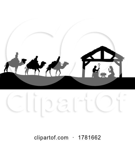 Christmas Nativity Scene Silhouette by AtStockIllustration