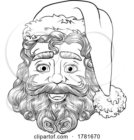 Santa Claus Christmas Cartoon Character Face by AtStockIllustration
