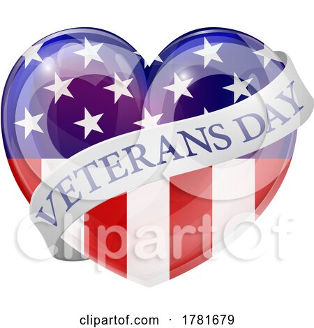 Veterans Day American Flag Heart by AtStockIllustration