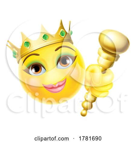 Queen Princess Emoticon Gold Crown Cartoon Face by AtStockIllustration