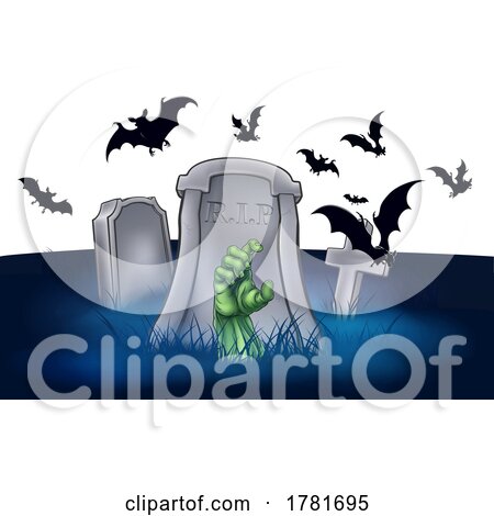 Halloween Grave Spooky Cartoon Background Design by AtStockIllustration