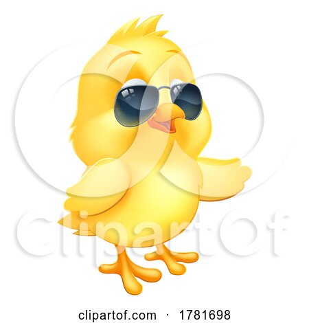 Easter Baby Chick Chicken Bird Sunglasses Pointing by AtStockIllustration