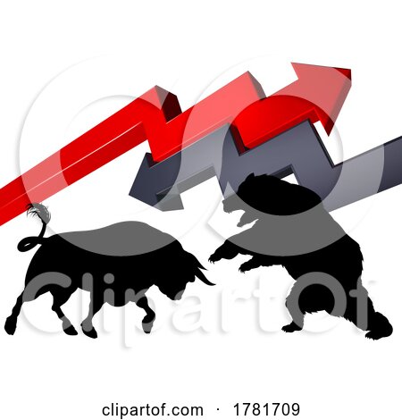 Bull Vs Bear Fight Stock Market Trading Concept by AtStockIllustration