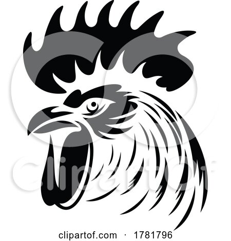 Black and White Rooster Mascot by Vector Tradition SM