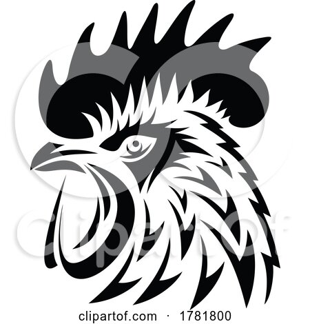 Black and White Rooster Mascot by Vector Tradition SM