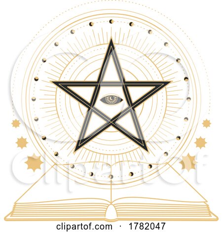 Eye in Pentacle Star over Open Book by Vector Tradition SM