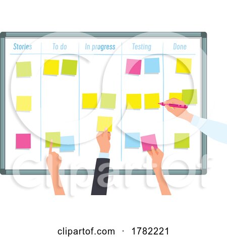 Scrum Task Board and Hands by Vector Tradition SM