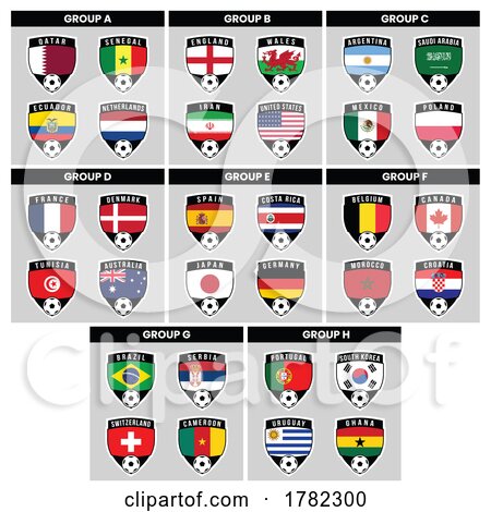 Shield Team Badges for All Countries in Football Tournament by cidepix