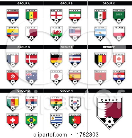 Angled Shield Team Badges for All Countries in Football Tournament by cidepix