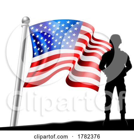Patriotic Soldier American Flag Background Concept by AtStockIllustration