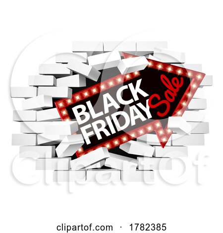 Black Friday Sale Sign Brick Wall Breaking Concept by AtStockIllustration