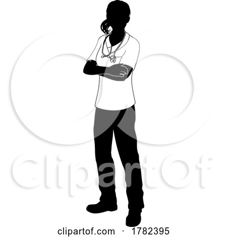 Doctor or Nurse Woman Medical Silhouette Person by AtStockIllustration