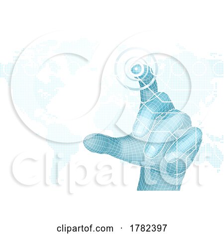 Hand Selecting 3D World Technology Concept by AtStockIllustration