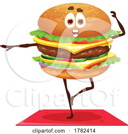 Yoga Cheeseburger Food Mascot by Vector Tradition SM