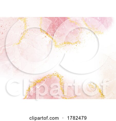 Hand Painted Alcohol Ink Background with Glittery Gold Elements by KJ Pargeter