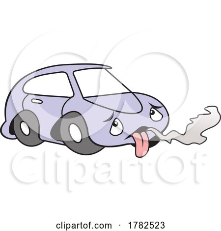 Cartoon Exhausted Broken down Autu Car Mascot Character by Johnny Sajem