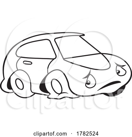 Cartoo Autu Car Mascot Character with a Flat Tire by Johnny Sajem