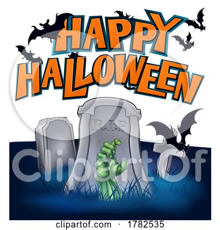 Halloween Grave Spooky Cartoon Background Design by AtStockIllustration