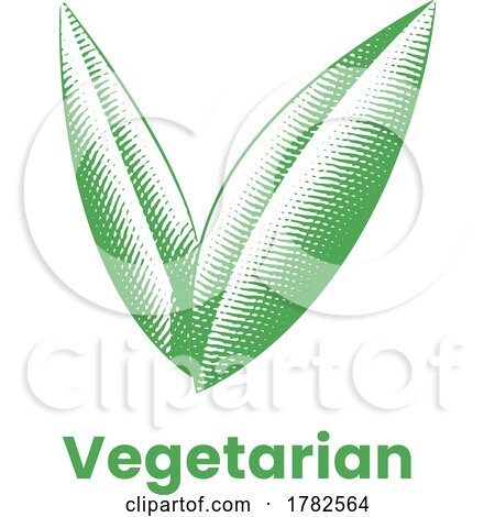 Vegetarian Icon with Green Engraved Leaves by cidepix