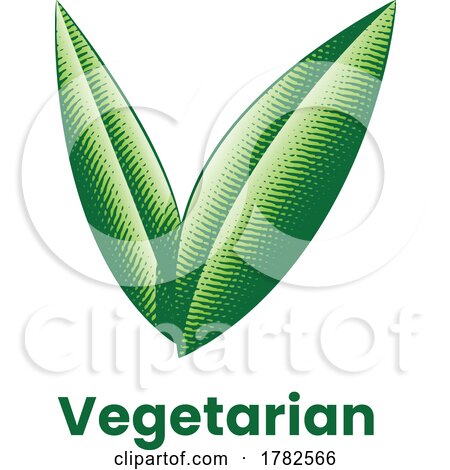 Vegetarian Icon with Engraved Green Leaves by cidepix