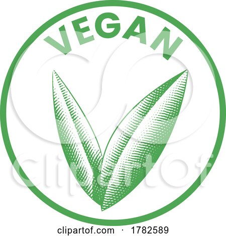 Vegan Round Icon with Engraved Green Leaves - Icon 1 by cidepix