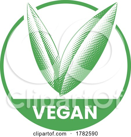 Vegan Round Icon with Engraved Green Leaves - Icon 2 by cidepix