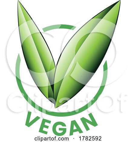 Vegan Round Icon with Shaded Green Leaves - Icon 8 by cidepix