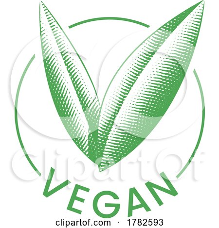 Vegan Round Icon with Engraved Green Leaves - Icon 3 by cidepix