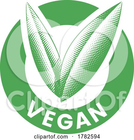 Vegan Round Icon with Engraved Green Leaves - Icon 4 by cidepix