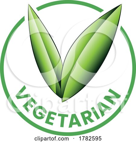 Vegetarian Round Icon with Shaded Green Leaves - Icon 7 by cidepix